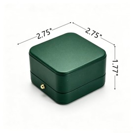 MTJYQYF 2 Slots Jewelry Ring Box - Engagement Ring Box Ring Display Holder Case with Hinged Lid for Proposal Engagement Wedding, 2.75x2.75x1.77 IN U2-PRB006-Green