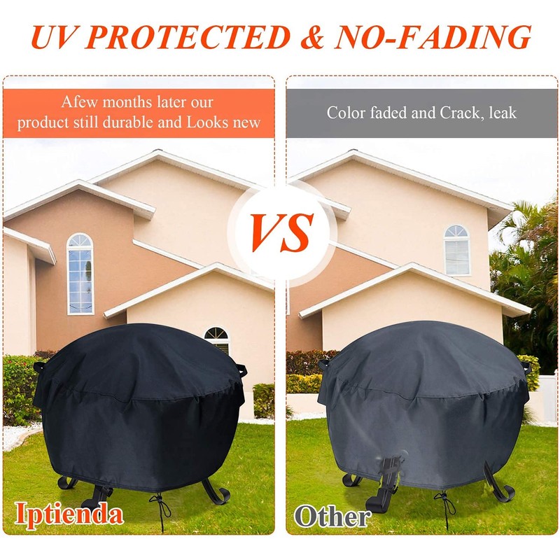 Iptienda Fire Pit Cover, Firepit Covers Waterproof Round Fireplace Cover