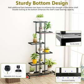 Metal Plant Stand, 6 Tier 12 Potted, Upgrade Multiple Plant Rack Shelf Organizer, ​Indoor Planter Display Shelving Unit for Patio Garden Corner Balcony Living Room