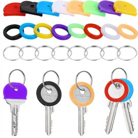 Miecux 40Pcs Key Cover Ring, Plastic Key Identifier Coding Rings for Keys Organization House, Plastic Tags Labels for Easy Identifying Keys, Round Key Cover for Tag Your Keys