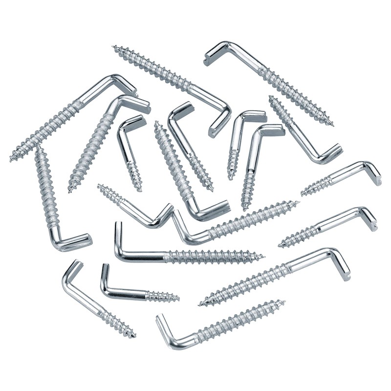 Haggiy Slotted Screw Hooks, Galvanised, Straight (Pack of 25), silver