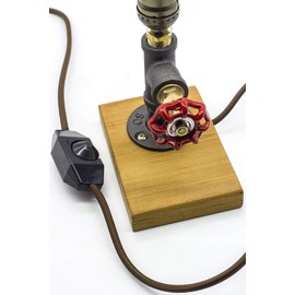 Steam Punk Lamp with Dimmer, Dimmable Loft Style Industrial Vintage Antique Style Light, Wood Base with Iron Piping Desk Lamp, Y-Nut "The Professor" Retro Desk Lamp LL-013