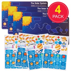 Baker Ross FN430 Solar System Sticker Sheets - Pack of 4, STEM, Science, Maths and Learning Aids for Kids and Schools