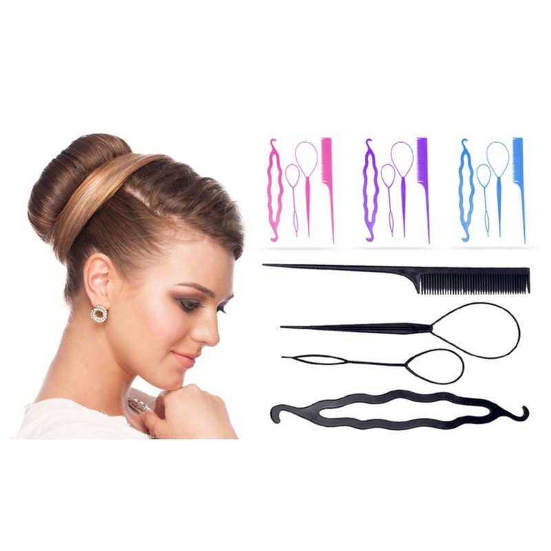4 Pcs Set Styling Clip Bun Maker Hair Twist Braid
