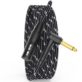 JOLGOO 1/4 TS Right Angle to XLR Female Microphone Cable, 6.6 Feet, 3-pin XLR Female High-End Audio Cable for Mixer, Amplifier, Recording, and Live Sound