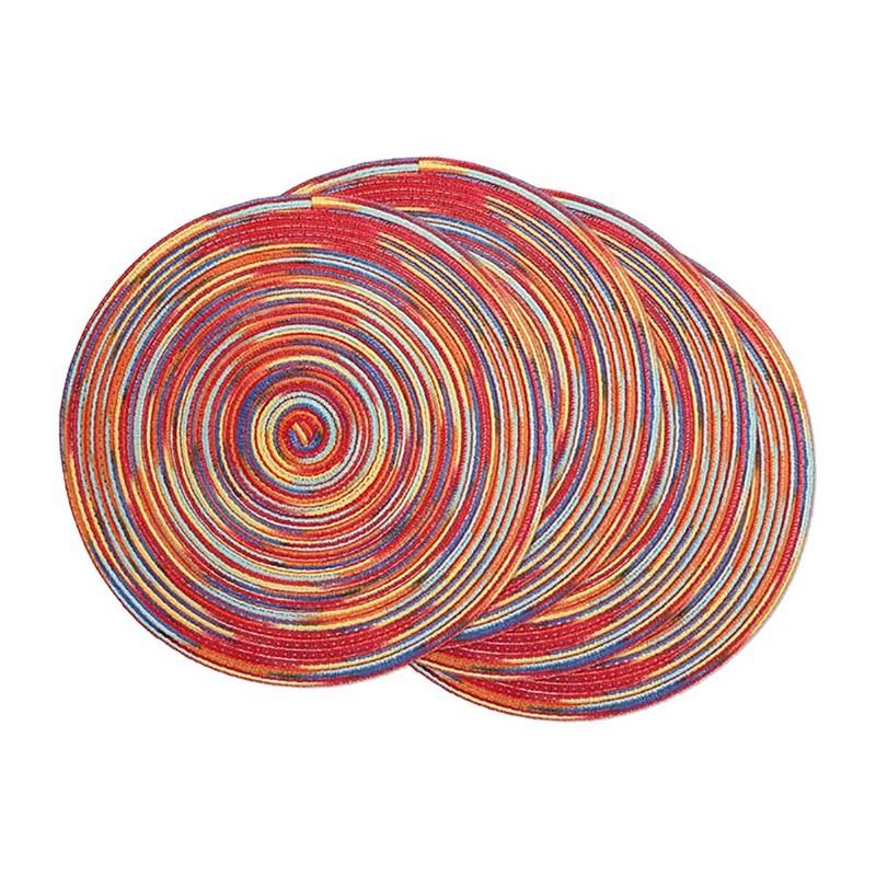 Alnicov 4pcs Cotton Woven Rattan Heat-Resistant Tablema,11.8Inch 30cm Round Placemats