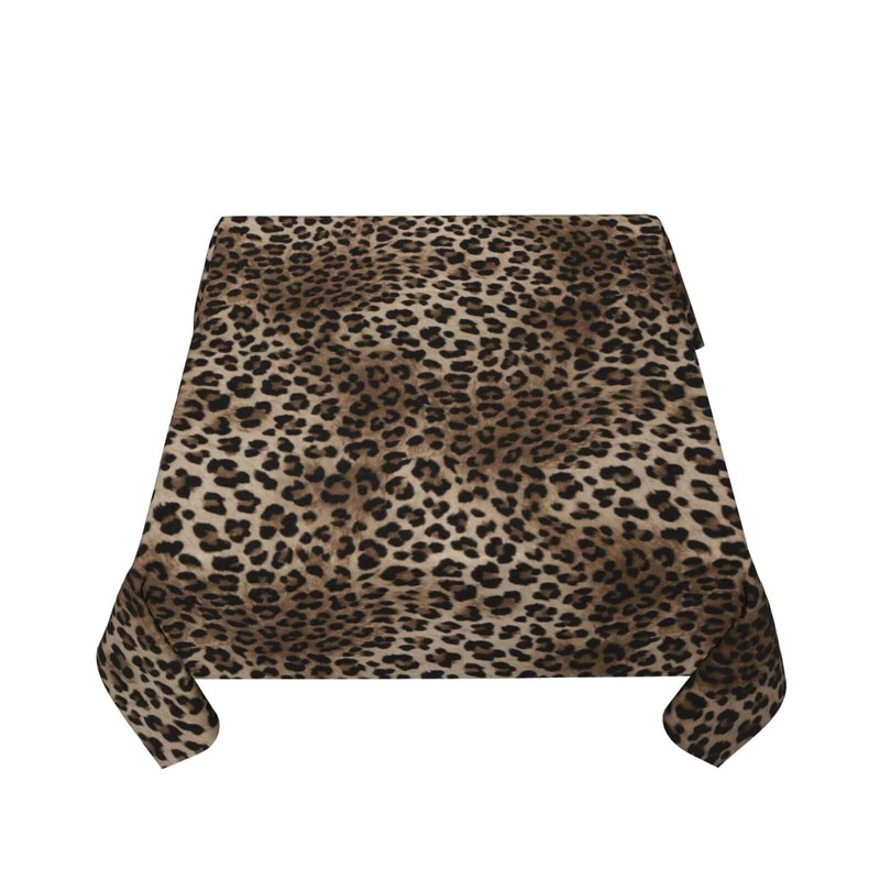 Leopard Tablecloth 54 x 54 Inch Square, Brown Cheetah Leopard