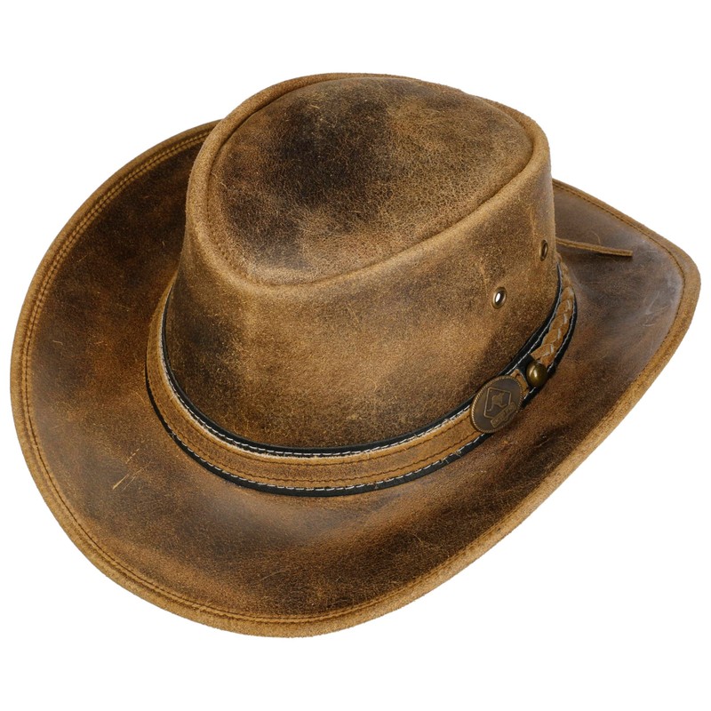 SCIPPIS Irving Leather Hat, Brown, S