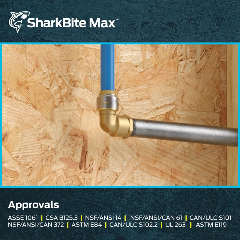 SharkBite Max 1/2 Inch x 1/2 Inch 90 Degree Female