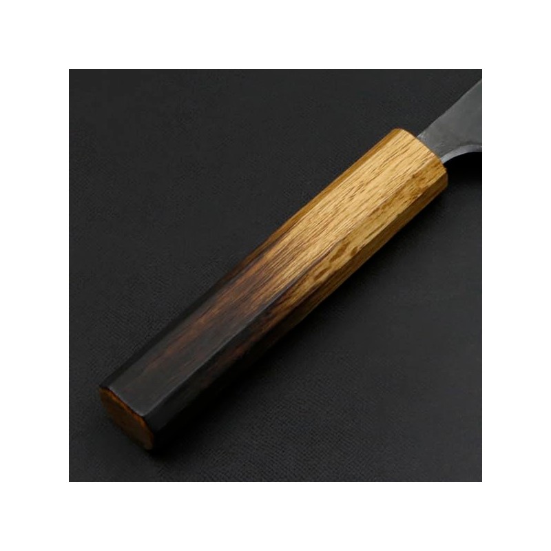 元兼 菜切り包丁 165mm 両刃 青紙スーパー 割込み 黒打ち仕上げ 焼き漆柄 土佐打ち刃物