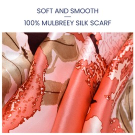 STORY OF SHANGHAI Womens Scarf 100% Natural Mulberry Silk Multi-use Floral Satin Scarves for Ladies 53 * 170 CM
