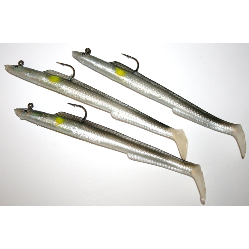 Sidewinder super slim 6"- 10grm sandeel lures natural/yellow spot pack