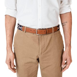 GauchoLife Handmade Woven Polo Belt - Guarda Pampas Design, Crafted from Full Grain Leather (Blue, 44)