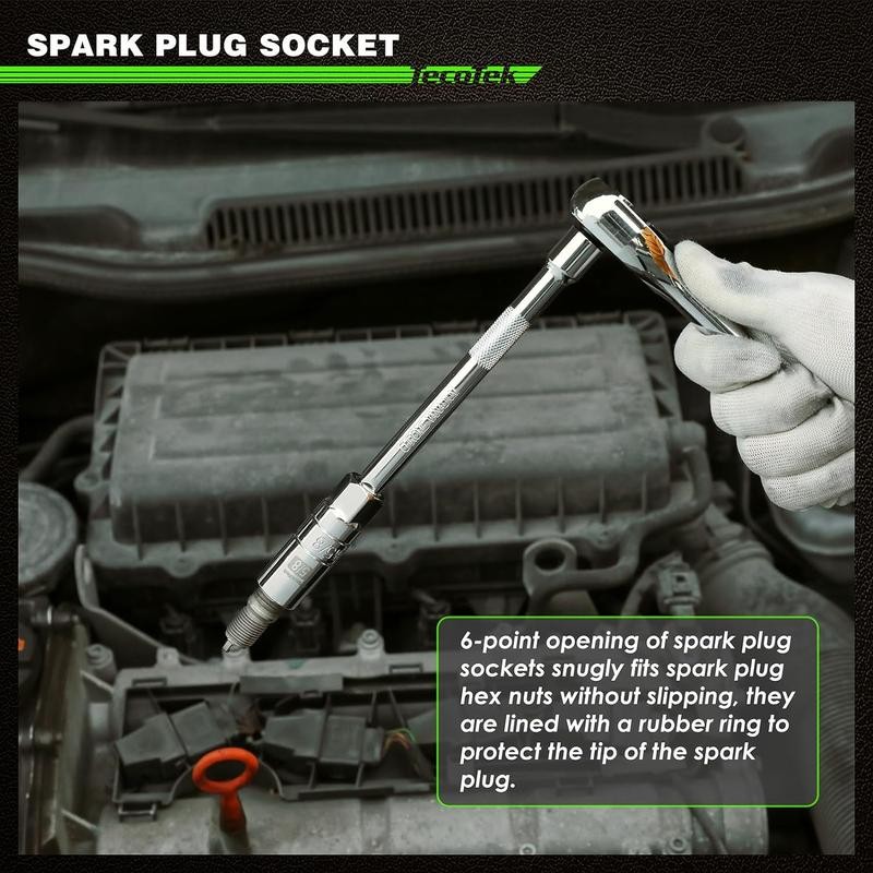 11-Piece Spark Plug Socket Set with 3/8" Drive Ratchet Handle,