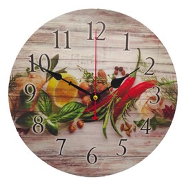 YOAI Wanduhr Küchenuhr Antik Nostalgie Rustikale Landhaus Quarz ohne Tickgeräusche Küchenuhr 30CM / 12 Zoll (Gewürze mit Chili)