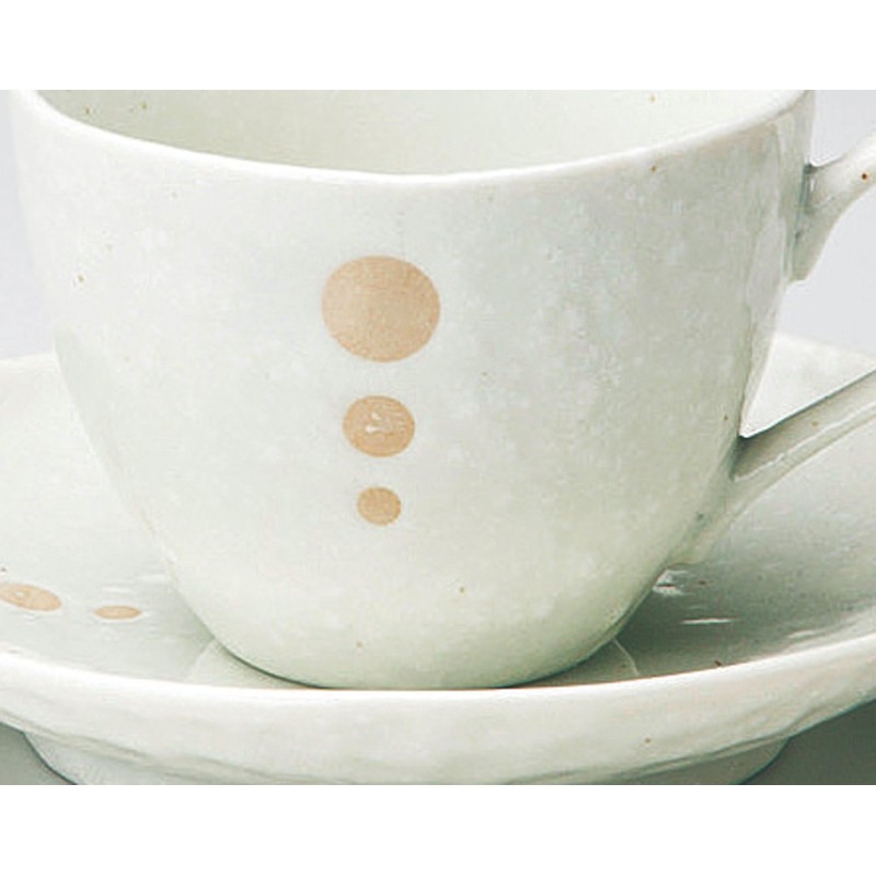 Soho Kiln 751-52-463 Coffee Cup, Dot, Cup & Saucer, White,