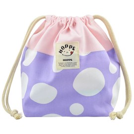 HOPPE M Drawstring Lavender Dot, Made in Japan, Handmade for Kindergarten Commute to School Entrance Preparation, School Entrance Goods, Lunch Box Holder, Drawstring Bag, Drawstring Bag, Lunch Bag,