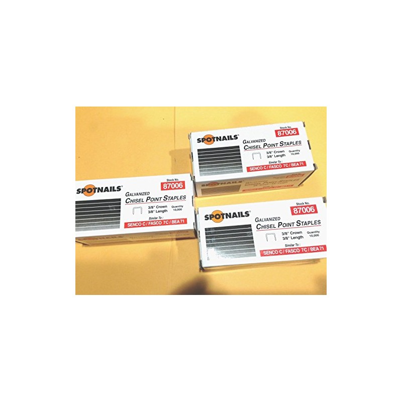 30000 SPOTNAILS Galvanized Chisel Point Staples 3/8" Crown 3/8" Length