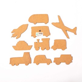 IVEI DIY MDF Vehicle Magnets - Set of 10-Shaped MDF Fridge Magnet Blanks Cutouts - for Painting Wooden Sheet Craft, Decoupage, Resin Art Work & Decoration