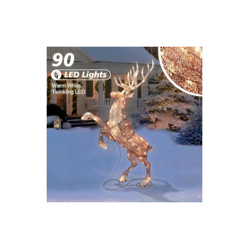 48" Lighted Elk, 90 UL Listed Warm White LED Lights