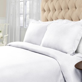 Superior Flannel Cotton Duvet Cover Set, Warm Fuzzy Comforter Cover, Cozy Soft Bedding Essentials, Secure Button Closure, Includes 1 Duvet Cover, 2 Pillow Shams, King/California King, White