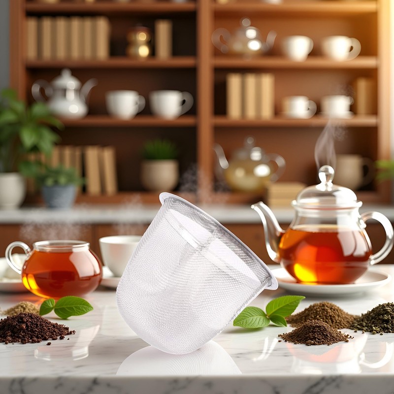 Silver Stainless Steel Tea Infuser Mesh Strainer, Reusable Loose Leaf