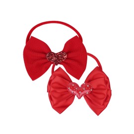 LDDCX Valentine's Day Red Headband Bow Baby Girls Band Bowknot rose Heart-shaped headband <131> (A)