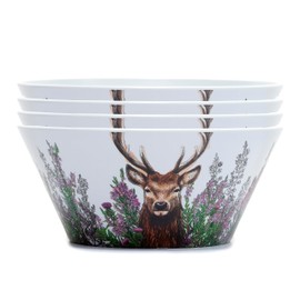 Puckator Wild Stag 4Pc Reusable Picnic Bowls Out of Recycled Plastic Bottles - Serving Bowls - Party Ramen Bowl - Plastic Bowls for Parties - Picnic Breakfast Bowls - Small Poke Bowl