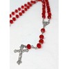 JRose Collections Red Glass Diamond Cut Rosary Beads - Handcrafted