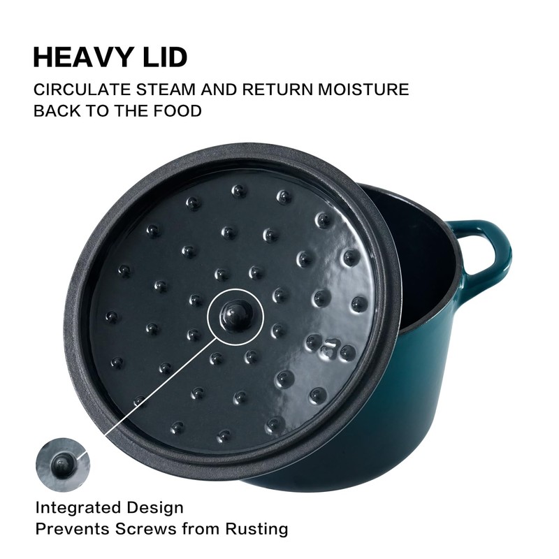 Flavehc Dutch Oven Pot with Lid 2.8 qt Cast Iron
