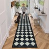 Lahome Checkered Washable 2x12 Runners for Hallways Non Slip, Black