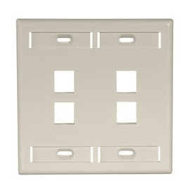 Leviton 42080-4IP 4-Port Dual Gang QuickPort Wallplate with ID Windows, Ivory