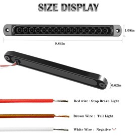 Z-oneMart 15 LED Trailer Brake Lights Bar Red Stop Tail Lights for LED Trailer Lights Waterproof Truck Trailer Marker ID Identification Bar Reverse Backup Tail Light Bar(2PCS)