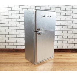 Town Square Miniatures Dollhouse Miniature Fridge 2 Door Refrigerator Silver Modern Style 1:12 Scale
