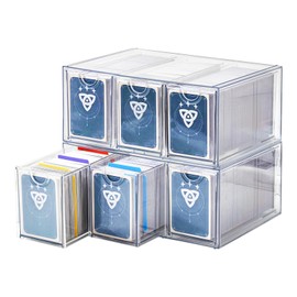 DEEIF 6 Drawer Trading Card Storage Box, 2200+ Cards Organizer with Divider, Clear Stackable Drawers for TCG, MTG, PTCG, Sports Baseball Cards (6 Drawer Card Box)