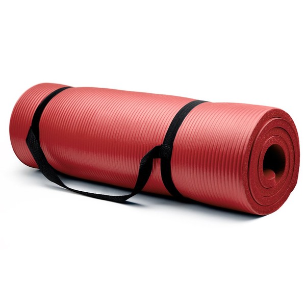 Extra Thick Yoga Mat, 5/8 Inch (16 mm) with No Stick Ridge - Non-Slip Grip Foam Cushion Aid with Carrying Strap for Workouts or Physical Therapy
