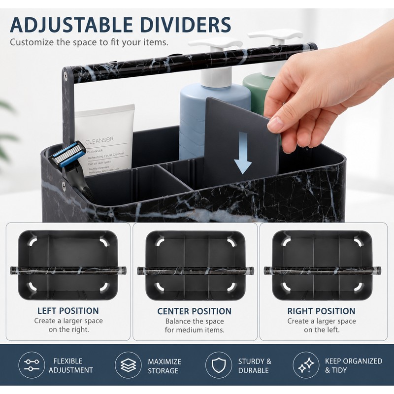 Portable Shower Caddy for Bathroom Storage – Adjustable Dividers &
