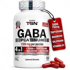 Gaba Platinum | Fórmula 4 En 1 | Gaba 750 mg con Triptófano, Magnesio y Valeriana, Fórmula 4 en 1 + Vitamina B1 sin Melatonina para Rutina Nocturna, 1