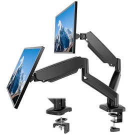 Dual Monitor Stand, Computer Monitor Arms for 13 to 32 Inch Screen, Ergonomic Adjustable Height Desk Mount Stand, Gas Spring, Holds up to 17.6 lbs, 360° Swivel, 75 x 75 100 x 100mm VESA