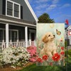 Lorugekyu Spring Cute Puppy Garden Flag Spring Summer Dog Floral