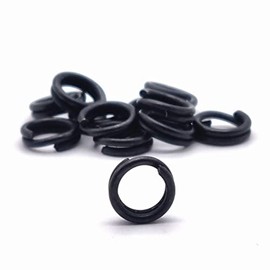 Rosco snap rings, black, split rings, stainless steel, connector rings, snap rings for artificial bait, fishing assembly, suitable for freshwater and salt water, size/load capacity/package content: 6.0 mm/9 kg/40 pieces