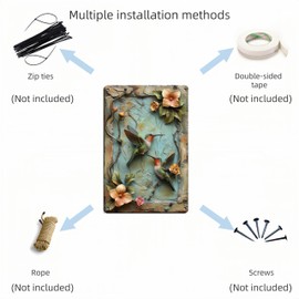 Decopix Hummingbird Tin Sign Wall Decorations for Nature Lovers Wall Art for Indoor Outdoor - 12x8 Inches - Gift for Birdwatchers