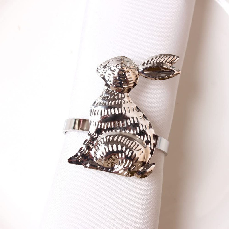 CENPEK 6pcs Easter Bunny Napkin Rings Rabbit Napkin Ring Holders