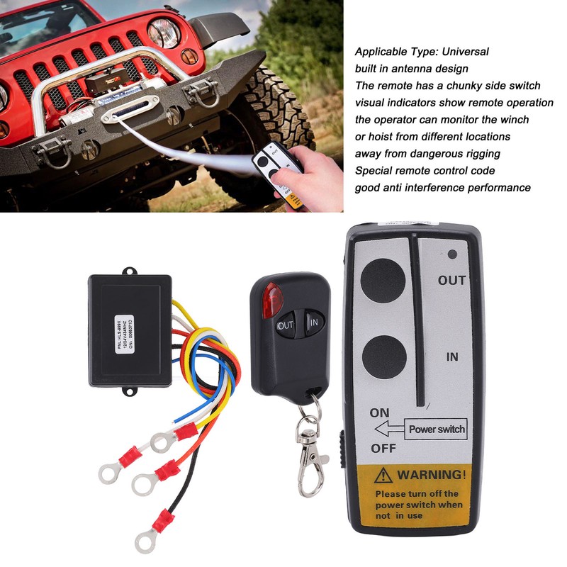 Wireless Winch Remote Control Kit with Receiver 12V 24V 75ft