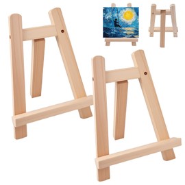 Pack of 2 Mini Easel Wooden 15 x 20 cm Small Easel for the Table, Triangle, Foldable, for Wedding Decoration, Table Decoration, Painting Crafts, Photo Album, Display of Painting, Cards and Business