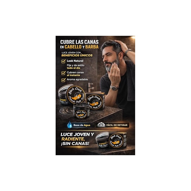 Pomada Cera Pinta Canas Cubre Canas para Cabello y Barba