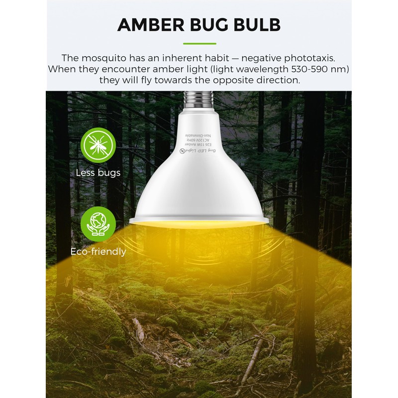LOHAS Yellow Bug Light Bulbs Outdoor, PAR38 LED Flood Light
