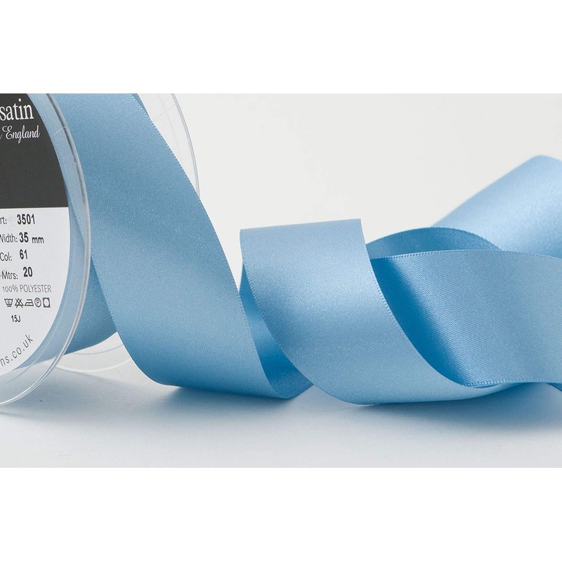 Berisfords Double FACE Poly Satin Ribbon, Dusky Blue, 10.5x10.5x4.6 cm