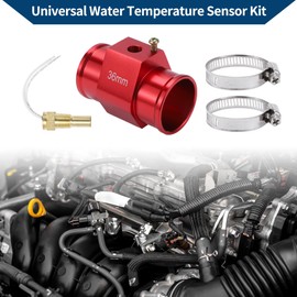 Partuto 12/24V Universal Water Temp Sensor Kit, 1/8"NPT 36mm Red Adapter 190'F on - 175'F Off for Automotive Radiator & Engine Cooling