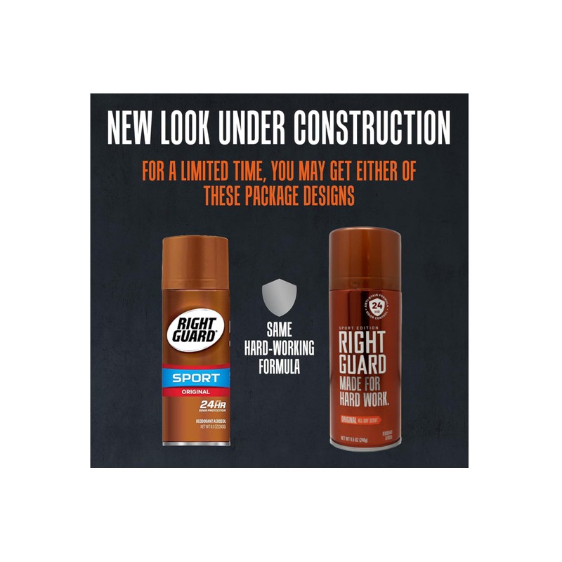 Right Guard, Made For Hard Work, Deodorant Aerosol, Original, 8.5